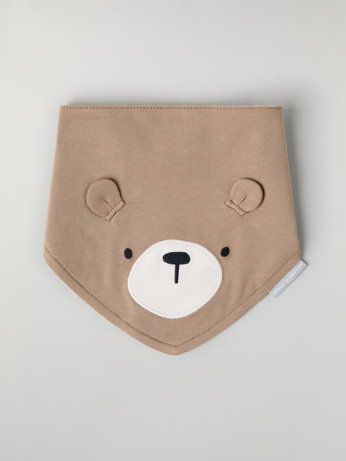 Organic Cotton Bear Applique Baby Bib from the Polarn O. Pyret baby collection. Ethically produced kids clothing.