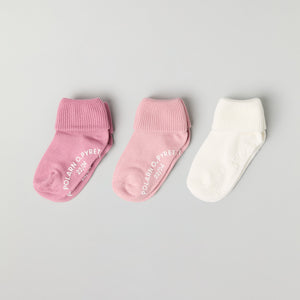 Three Pack Antislip Kids Socks from Polarn O. Pyret kidswear. Clothes made using sustainably sourced materials.