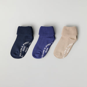 Three Pack Antislip Kids Socks from Polarn O. Pyret kidswear. Ethically produced kids clothing.