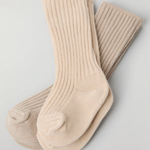 Beige Two Pack Baby Socks from the Polarn O. Pyret baby collection. Ethically produced kids clothing.