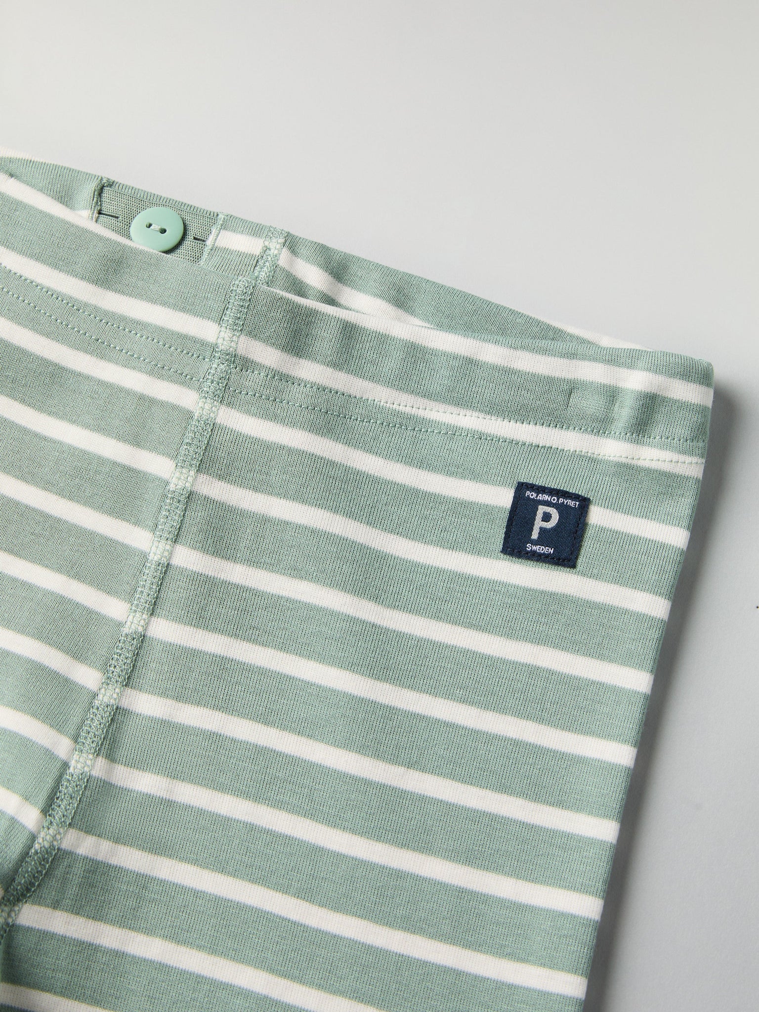 Green Striped Kids Leggings from Polarn O. Pyret kidswear. Clothes made using sustainably sourced materials.