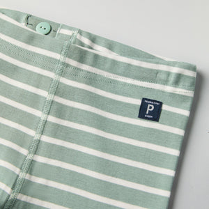 Green Striped Kids Leggings from Polarn O. Pyret kidswear. Clothes made using sustainably sourced materials.