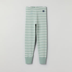 Green Striped Kids Leggings from Polarn O. Pyret kidswear. Clothes made using sustainably sourced materials.