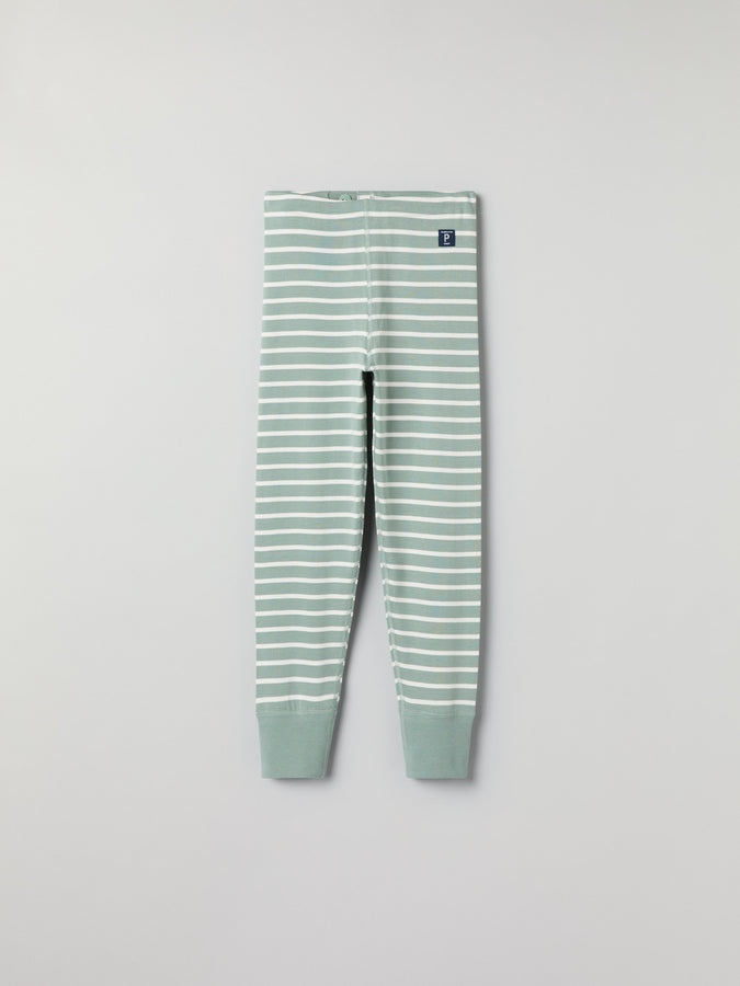 Green Striped Kids Leggings from Polarn O. Pyret kidswear. Clothes made using sustainably sourced materials.