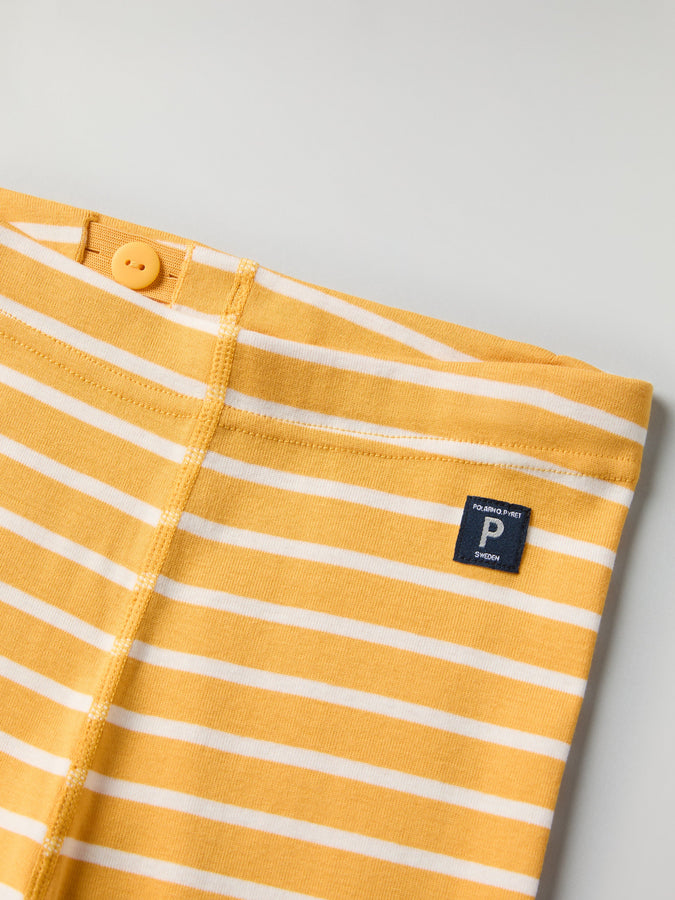 Yellow Striped Kids Leggings from Polarn O. Pyret kidswear. Clothes made using sustainably sourced materials.