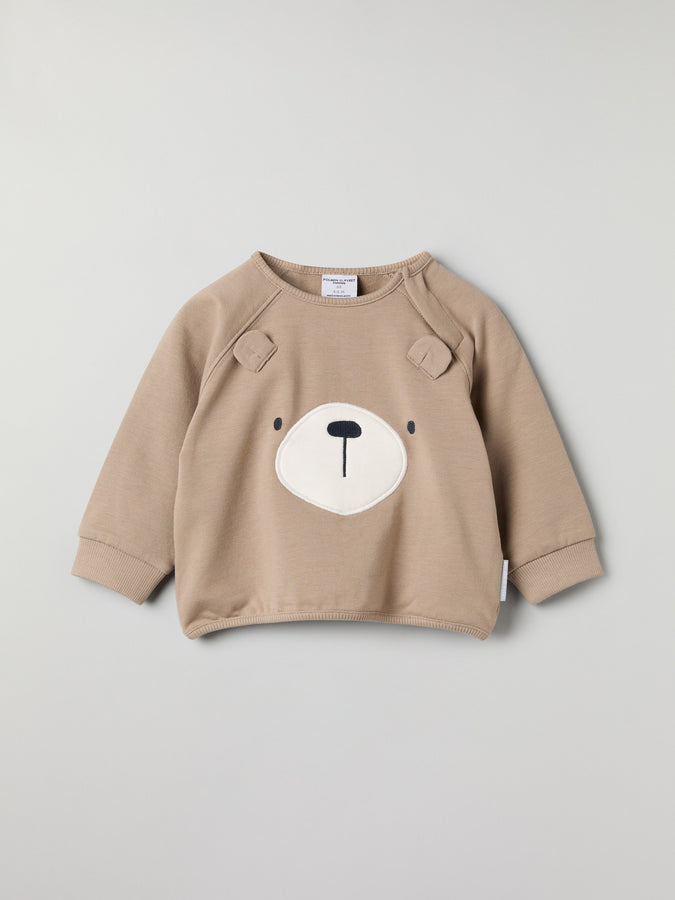 Bear Applique Baby Sweatshirt from the Polarn O. Pyret baby collection. Clothes made using sustainably sourced materials.