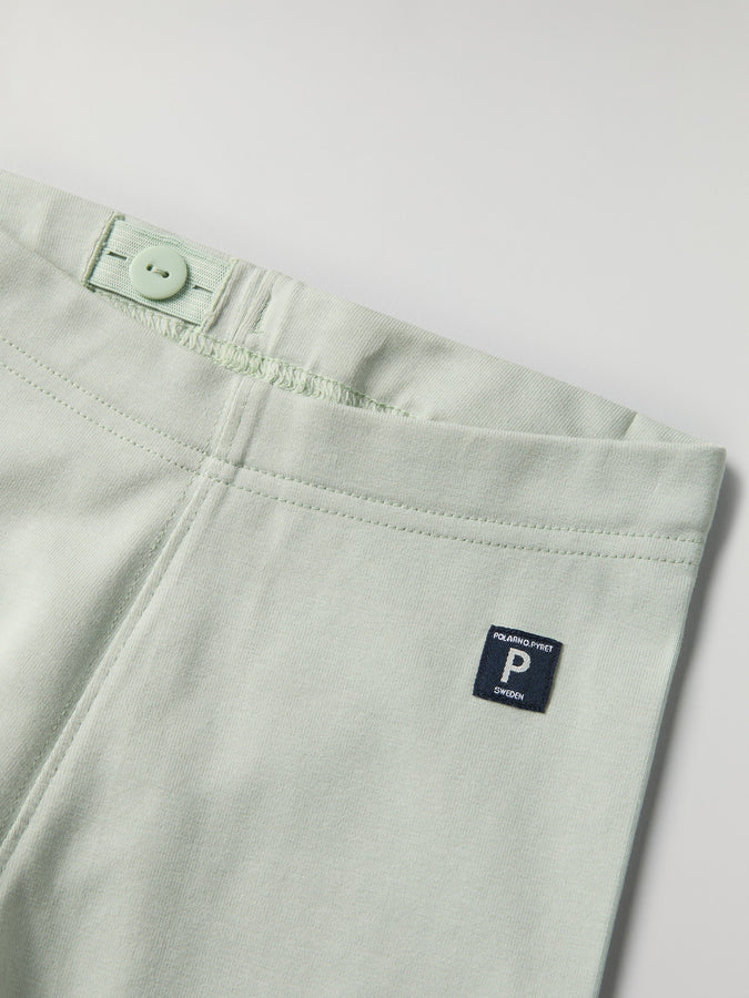 Green Organic Cotton Kids Leggings from Polarn O. Pyret kidswear. Ethically produced kids clothing.