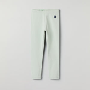 Green Organic Cotton Kids Leggings from Polarn O. Pyret kidswear. Ethically produced kids clothing.