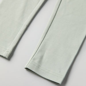 Green Organic Cotton Kids Leggings from Polarn O. Pyret kidswear. Ethically produced kids clothing.