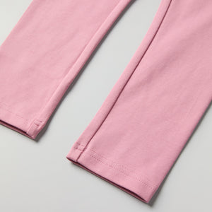 Pink Organic Cotton Kids Leggings from Polarn O. Pyret kidswear. Clothes made using sustainably sourced materials.