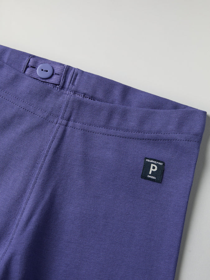 Blue Organic Cotton Kids Leggings from Polarn O. Pyret kidswear. Ethically produced kids clothing.