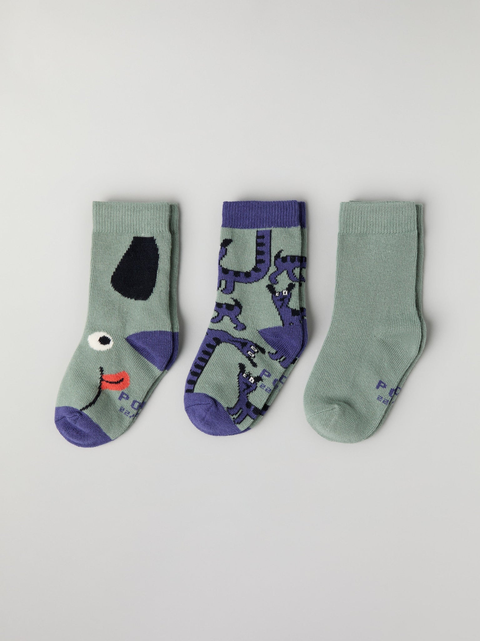 Three Pack Kids Socks from Polarn O. Pyret kidswear. Nordic kids clothes made from sustainable sources.