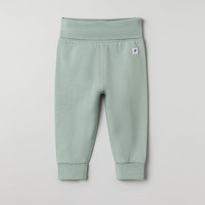 Green Soft Baby Leggings from the Polarn O. Pyret baby collection. Clothes made using sustainably sourced materials.