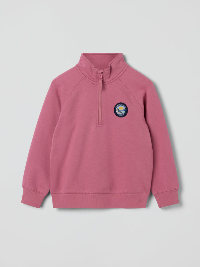 Half Zip Kids Pink Fleece from Polarn O. Pyret kidswear. Ethically produced kids clothing.