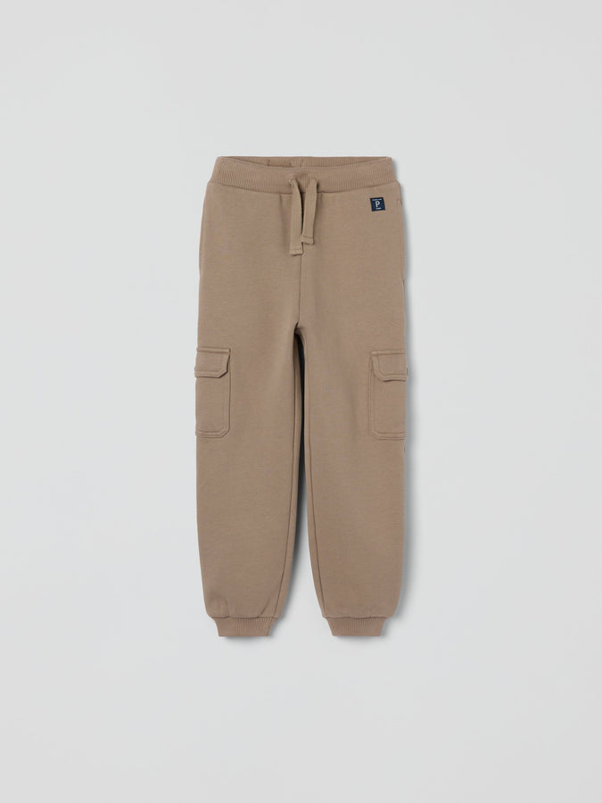 Kids Beige Cargo Joggers from Polarn O. Pyret kidswear. Ethically produced kids clothing.