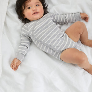 Newborn Unisex Grey Striped Babygrow