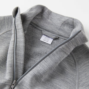 Terry Wool Grey Kids Thermal Zip Top from the Polarn O. Pyret outerwear collection. Ethically produced kids outerwear.