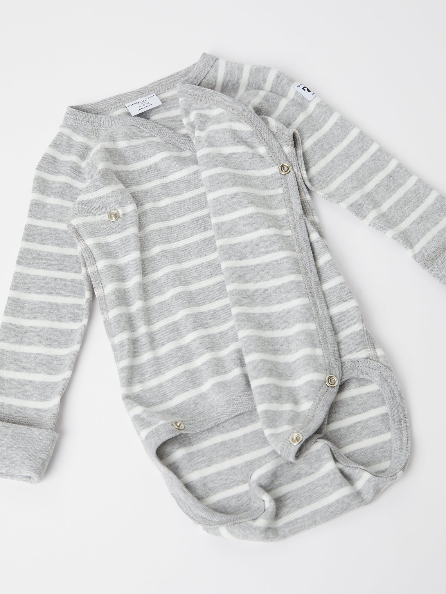 Newborn Unisex Grey Striped Babygrow