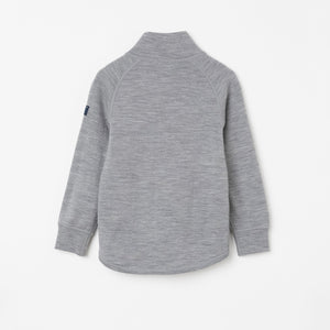 Terry Wool Grey Kids Thermal Zip Top from the Polarn O. Pyret outerwear collection. Ethically produced kids outerwear.