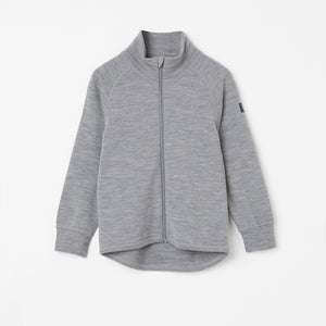 Terry Wool Grey Kids Thermal Zip Top from the Polarn O. Pyret outerwear collection. Ethically produced kids outerwear.