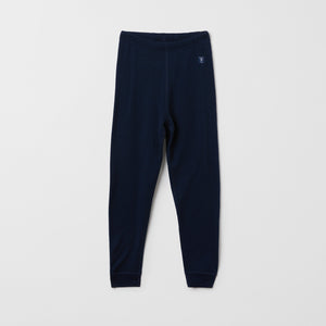 Terry Wool Navy Kids Thermal Leggings from the Polarn O. Pyret outerwear collection. Ethically produced kids outerwear.