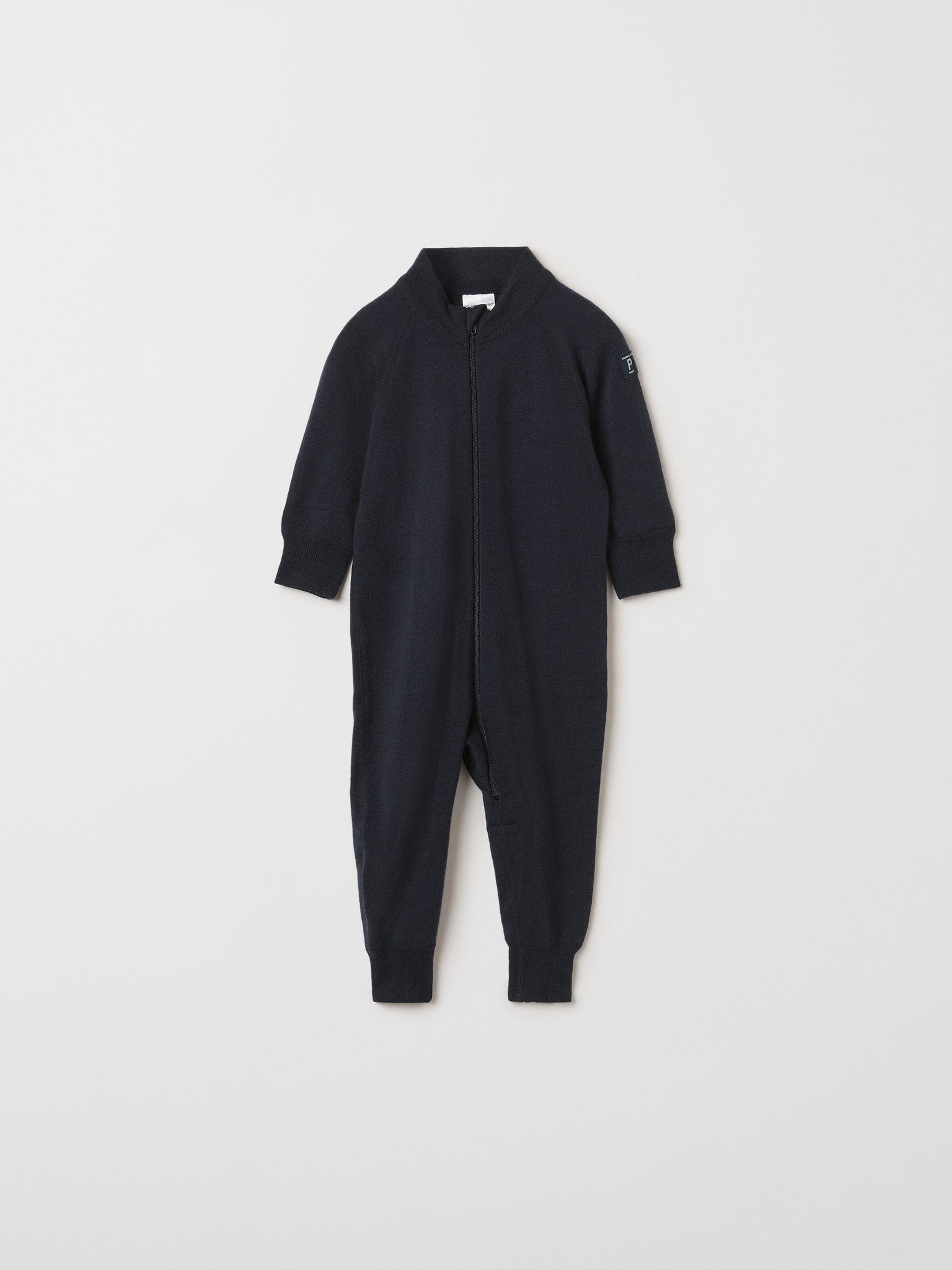 Merino Kids Navy Thermal All-In-One from the Polarn O. Pyret outerwear collection. Ethically produced kids outerwear.