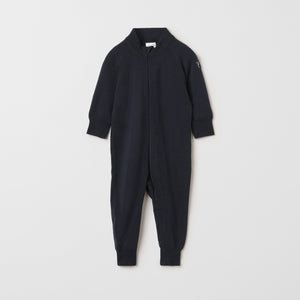 Merino Kids Navy Thermal All-In-One from the Polarn O. Pyret outerwear collection. Ethically produced kids outerwear.