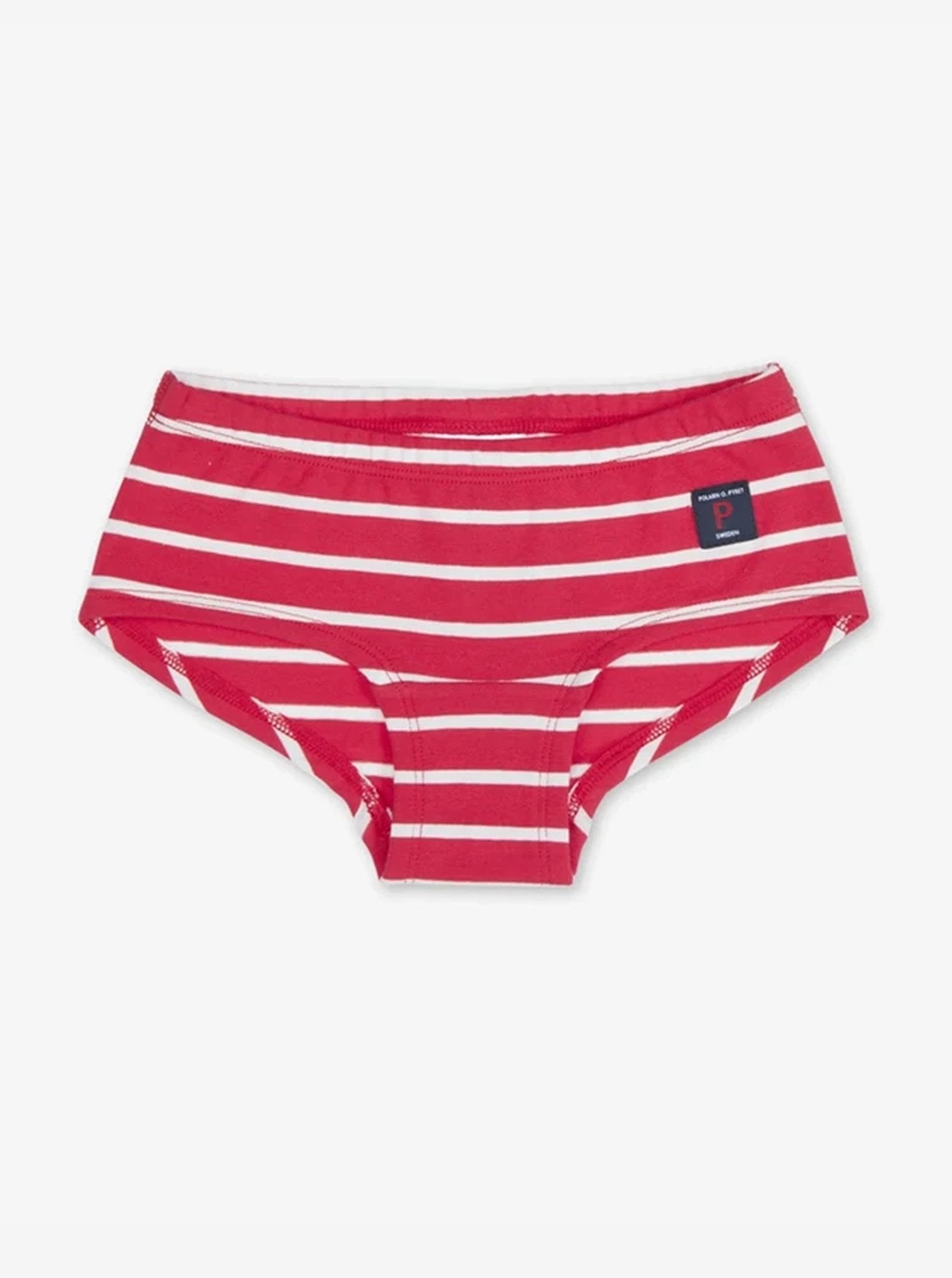 girls pants briefs red and white stripe, organic cotton comforable, polarn o. pyret quality 