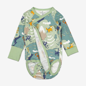 Nordic Forest Wraparound Baby Bodysuit-Unisex-0-6m-Green