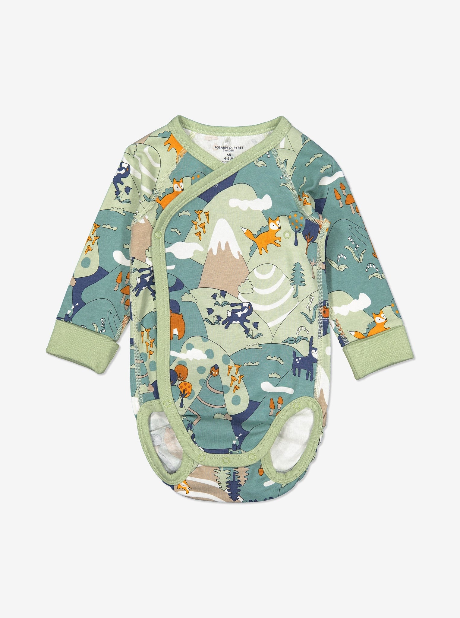 Nordic Forest Wraparound Baby Bodysuit-Unisex-0-6m-Green