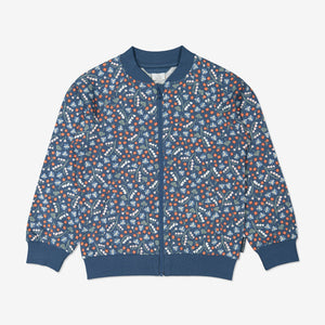 Girls Blue Kids Floral Print Jacket