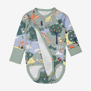 Unisex Green Organic Cotton Newborn Baby Bodysuit