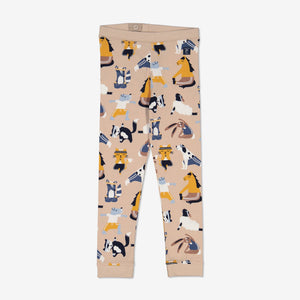  Organic Beige Animal Kids Leggings from Polarn O. Pyret Kidswear. Made from environmentally friendly materials.