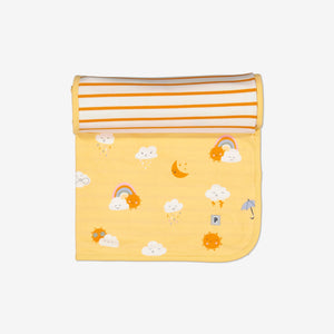  Yellow Rainbow Print Newborn Baby Blanket from Polarn O. Pyret Kidswear. Made from sustainable materials.