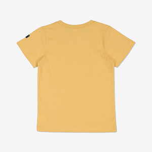 Tractor Print Yellow Kids T-Shirt from Polarn O. Pyret Kidswear. Made from 100% GOTS Organic Cotton.