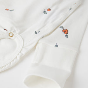 Organic Cotton White Wraparound Babygrow from the Polarn O. Pyret baby collection. Clothes made using sustainably sourced materials.