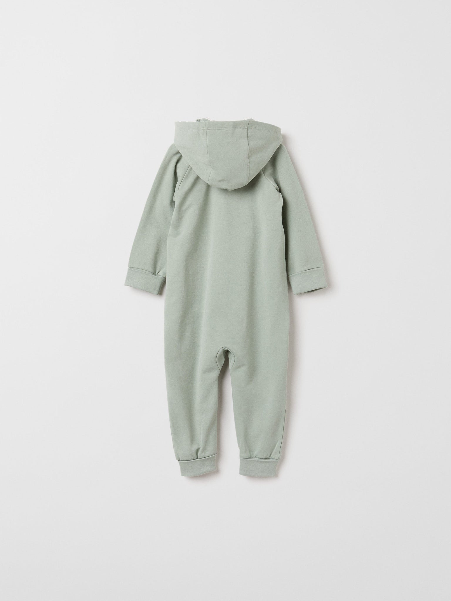 Green Organic Cotton Baby All-In-One from the Polarn O. Pyret baby collection. Nordic baby clothes made from sustainable sources.