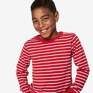 kids top red and white stripes, organic cotton ethical quality, polarn o. pyret